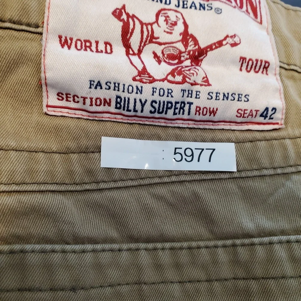 True Religion Billy Super T Shorts Size 42 Green Baggy Distressed Flap Pockets